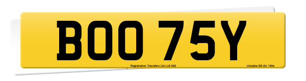 Registration number BOO 75Y